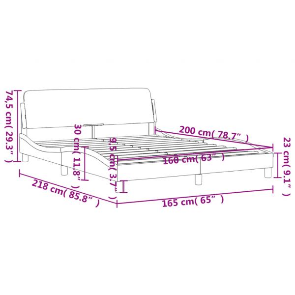 Bettgestell mit Kopfteil Blau 160x200 cm Stoff