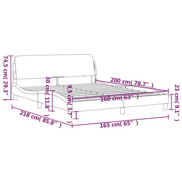 Bettgestell mit Kopfteil Schwarz 160x200 cm Stoff