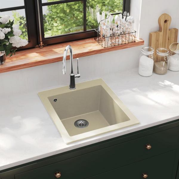 ARDEBO.de - Granitspüle Einzelbecken Beige