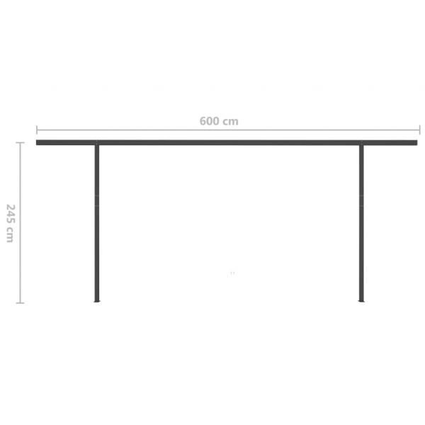 Markise Manuell Einziehbar mit Pfosten 6x3,5 m Creme