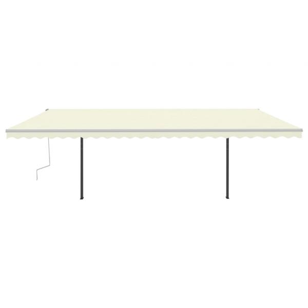 Markise Manuell Einziehbar mit Pfosten 6x3,5 m Creme