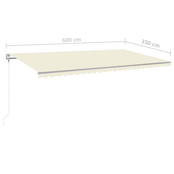 Markise Manuell Einziehbar mit Pfosten 6x3,5 m Creme