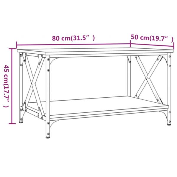 Couchtisch Räuchereiche 80x50x45 cm Holzwerkstoff und Eisen