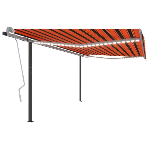 ARDEBO.de - Markise Manuell Einziehbar mit LED 4,5x3,5 m Orange und Braun