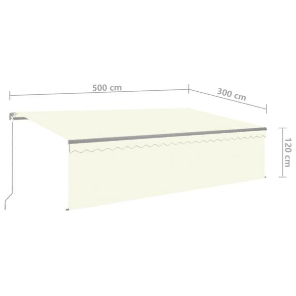 Markise Manuell Einziehbar mit Rollo 5x3 m Creme