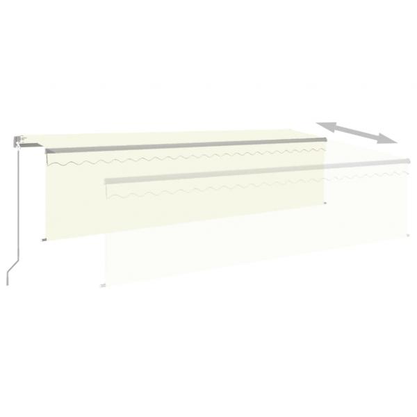 Markise Manuell Einziehbar mit Rollo & LED 5x3 m Creme