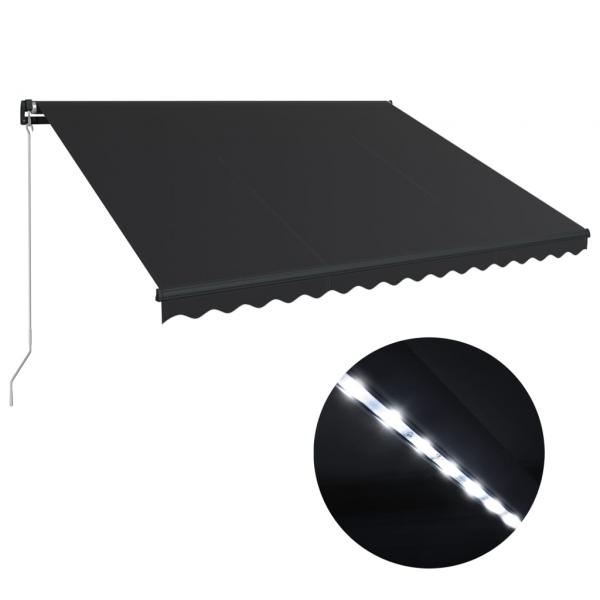 ARDEBO.de - Markise Manuell Einziehbar mit LED 400x300 cm Anthrazit