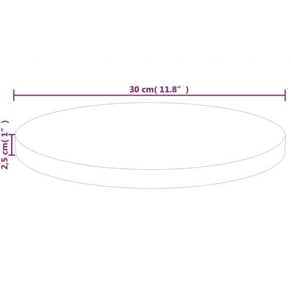 Runde Tischplatte Ø30x2,5 cm Unbehandeltes Massivholz Eiche