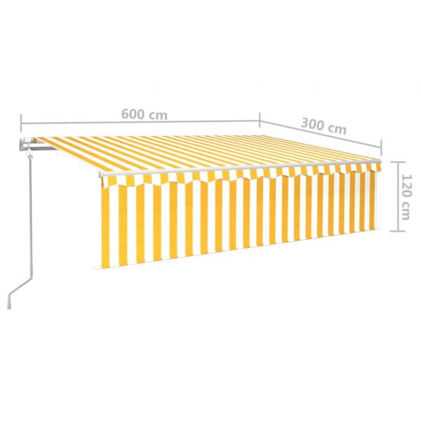 Markise Automatisch mit Rollo LED Windsensor 6x3m Gelb Weiß 