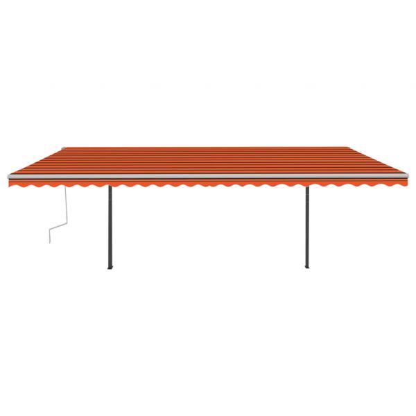 Markise Manuell Einziehbar mit Pfosten 6x3 m Orange Braun