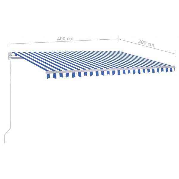 Markise Automatisch mit LED & Windsensor 4x3 m Blau & Weiß