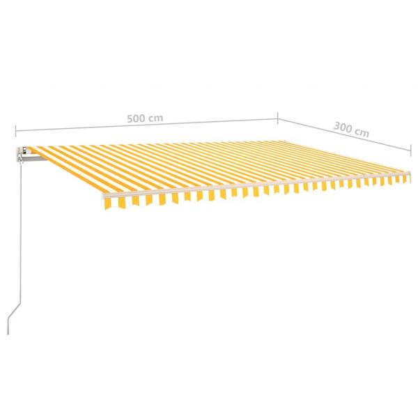 Automatische Markise mit LED Windsensor 500x300 cm Gelb/Weiß