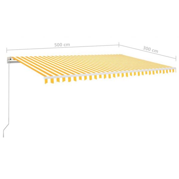 Automatische Markise mit LED Windsensor 500x300 cm Gelb/Weiß