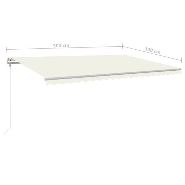 Markise Manuell Einziehbar mit LED 500x300 cm Creme