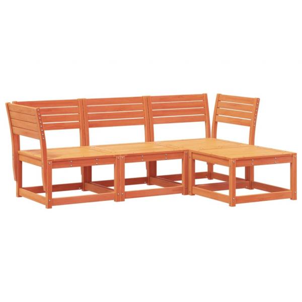 4-tlg. Garten-Lounge-Set Wachsbraun Massivholz Kiefer