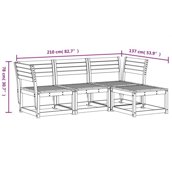 4-tlg. Garten-Lounge-Set Wachsbraun Massivholz Kiefer