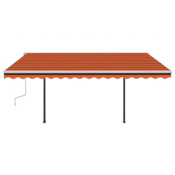 Markise Manuell Einziehbar mit Pfosten 4,5x3 m Orange und Braun