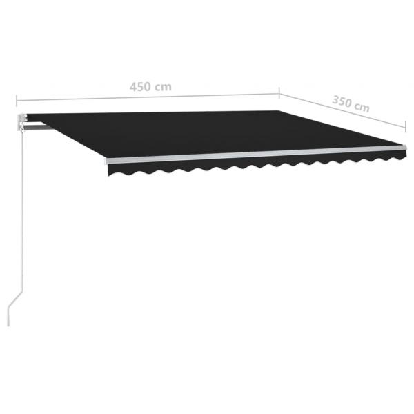 Markise Manuell Einziehbar mit Pfosten 4,5x3,5 m Anthrazit