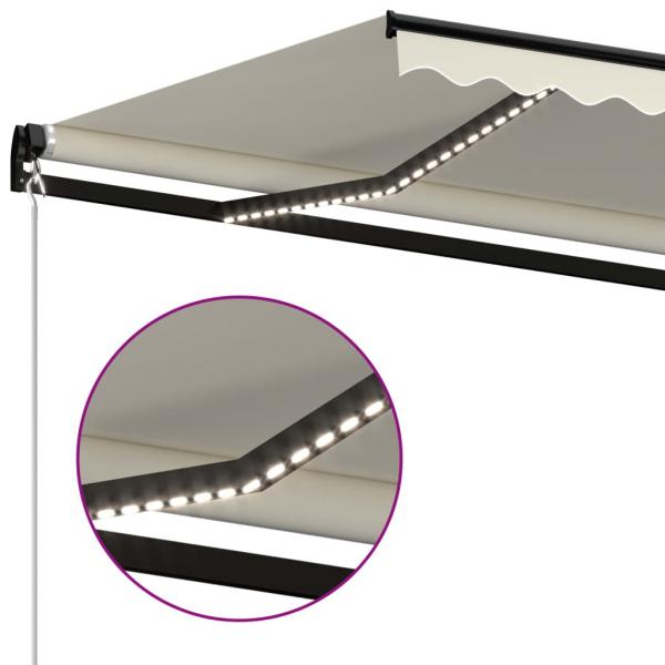 Markise Manuell Einziehbar mit LED 500x300 cm Creme