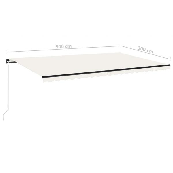 Markise Manuell Einziehbar mit LED 500x300 cm Creme