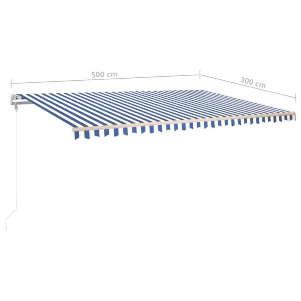 Standmarkise Manuell Einziehbar 500x300 cm Blau/Weiß