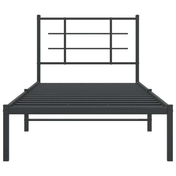 Bettgestell mit Kopfteil Metall Schwarz 90x200 cm