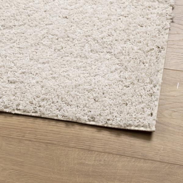 Teppich Shaggy Hochflor Modern Creme 80x250 cm