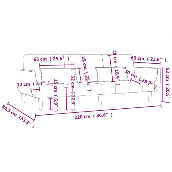 Schlafsofa 2-Sitzer mit 2 Kissen Dunkelgrau Stoff