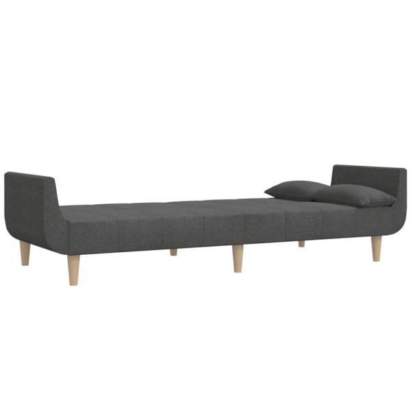 Schlafsofa 2-Sitzer mit 2 Kissen Dunkelgrau Stoff