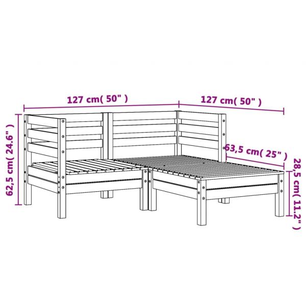 Gartensofa 2-Sitzer mit Hocker Kiefernholz Imprägniert