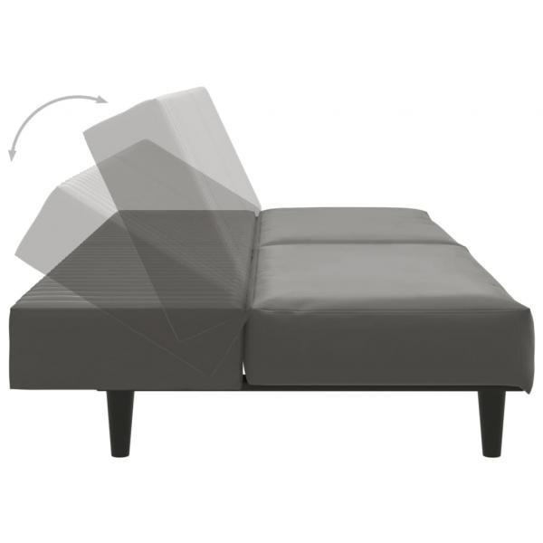 Schlafsofa 2-Sitzer Grau Kunstleder