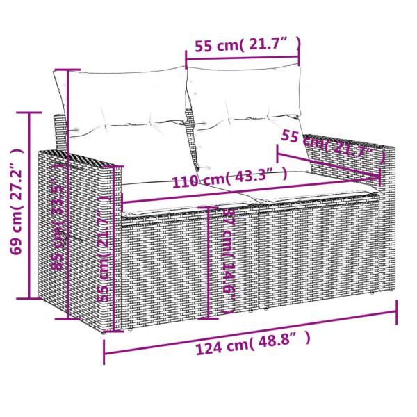 4-tlg. Garten-Sofagarnitur mit Kissen Beige Poly Rattan