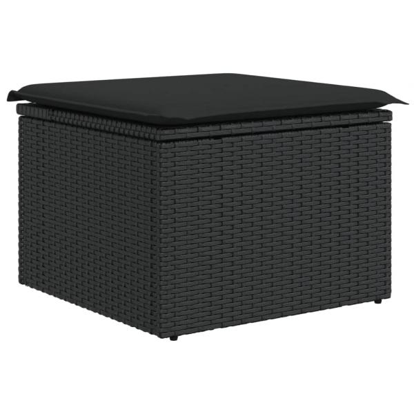 9-tlg. Garten-Sofagarnitur mit Kissen Schwarz Poly Rattan