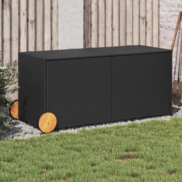 ARDEBO.de - Gartentruhe mit Rollen Schwarz 283L Poly Rattan