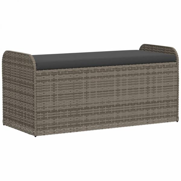 ARDEBO.de - Sitzbank mit Stauraum & Kissen Grau 115x51x52 cm Poly Rattan