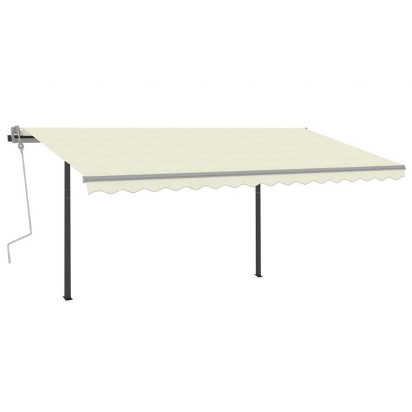 ARDEBO.de - Markise Manuell Einziehbar mit Pfosten 4,5x3,5 m Creme