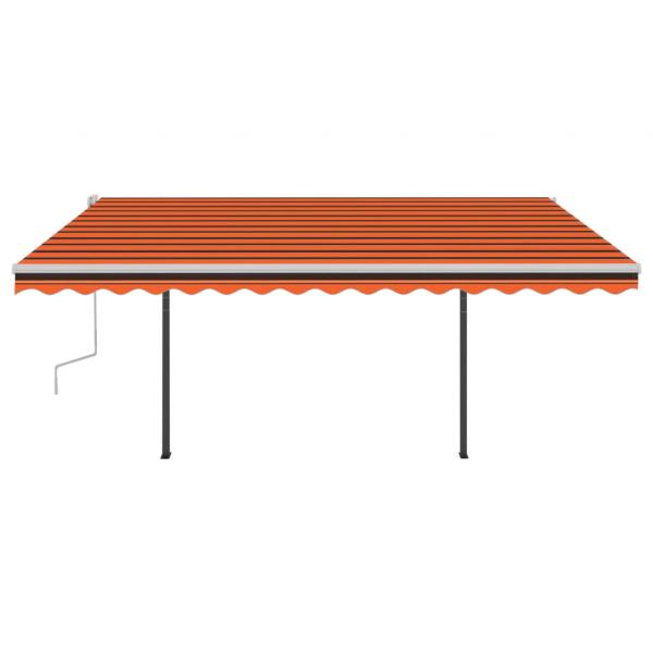 Markise Manuell Einziehbar mit Pfosten 4,5x3,5 m Orange Braun