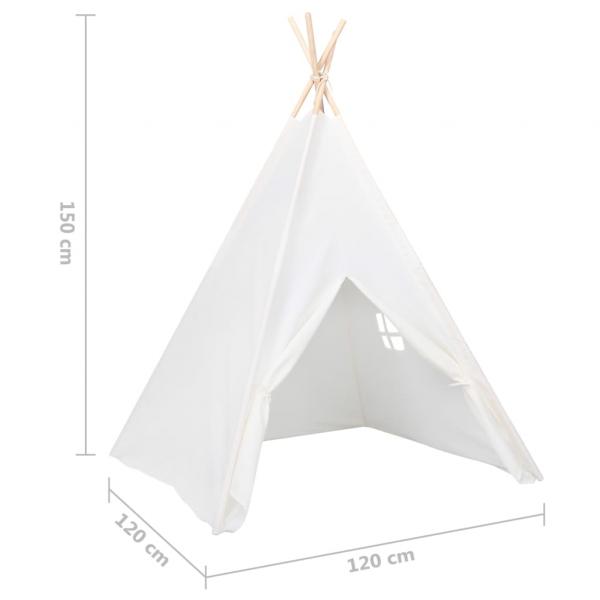 Kinder Tipi-Zelt mit Tasche Pfirsichhaut Weiß 120x120x150 cm