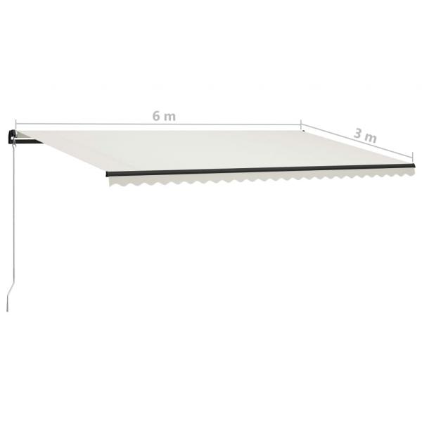 Markise Manuell Einziehbar mit LED 600x300 cm Creme