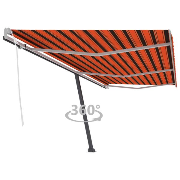 ARDEBO.de - Standmarkise Manuell Einziehbar 600x300 cm Orange/Braun