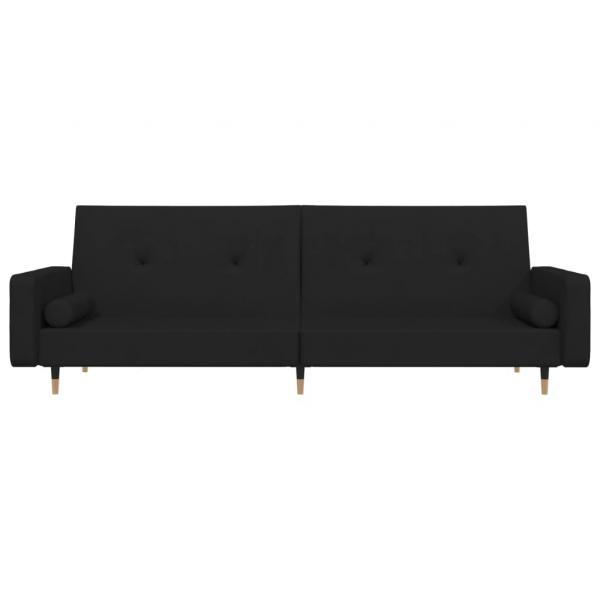 Schlafsofa 2-Sitzer mit 2 Kissen Schwarz Samt