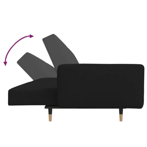 Schlafsofa 2-Sitzer mit 2 Kissen Schwarz Samt