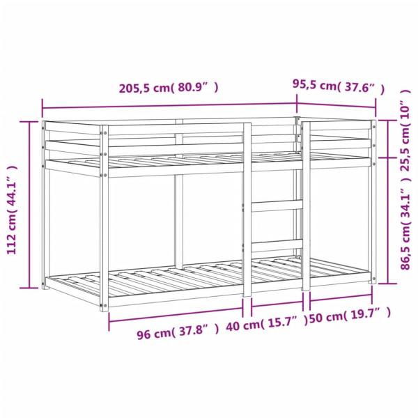 Etagenbett Wachsbraun 90x200 cm Massivholz Kiefer