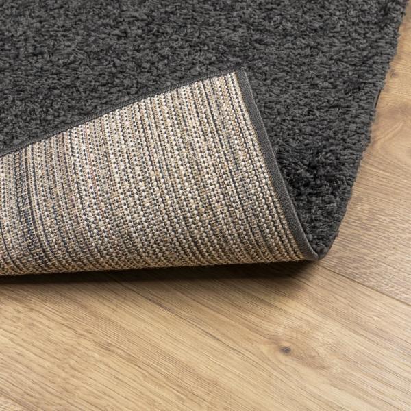 Teppich Shaggy Hochflor Modern Anthrazit 80x250 cm