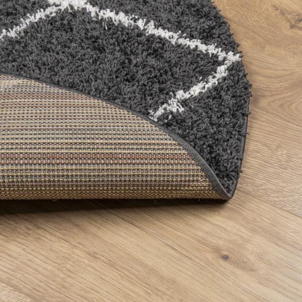 Teppich Shaggy Hochflor Modern Schwarz und Creme Ø 120 cm