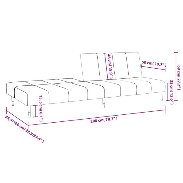 Schlafsofa 2-Sitzer Schwarz Samt