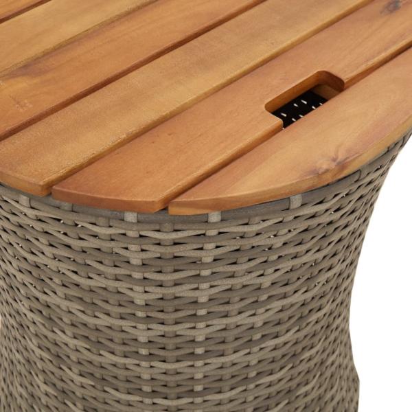 Garten-Beistelltische 2 Stk. mit Holzplatte Grau Poly Rattan