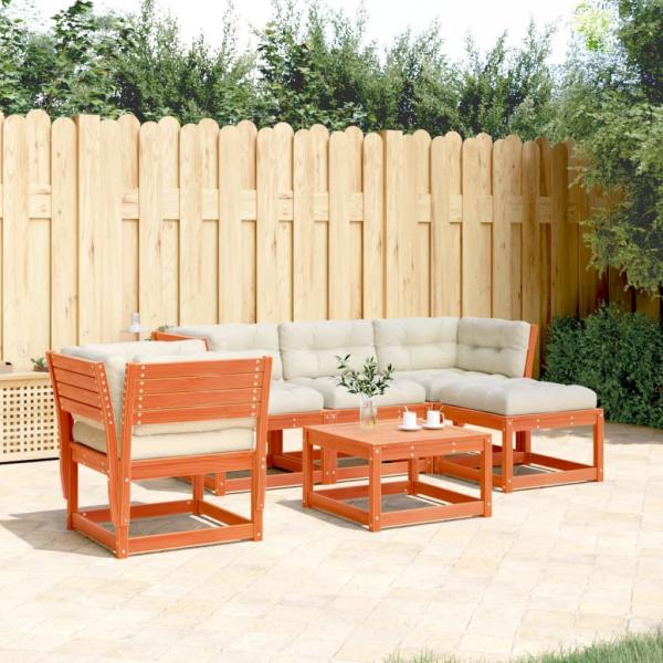 ARDEBO.de - 5tlg. Garten-Lounge-Set mit Kissen Wachsbraun Massivholz Kiefer