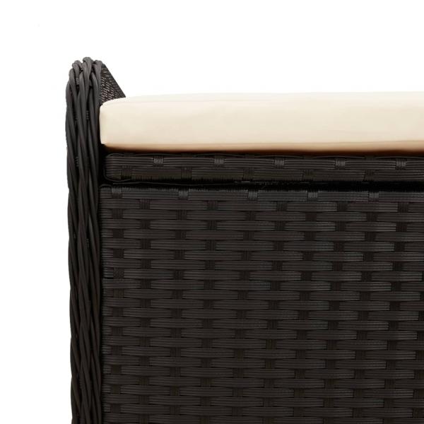 Sitzbank mit Stauraum & Kissen Schwarz 115x51x52 cm Poly Rattan