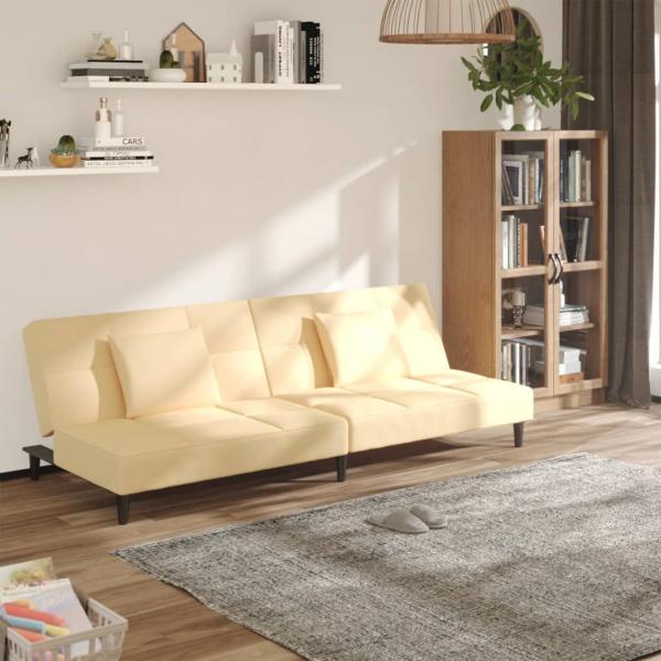 ARDEBO.de - Schlafsofa 2-Sitzer mit 2 Kissen Creme Samt